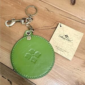 PATRICIA NASH ‘Liscia’ Leather Mirror Key Fob - Foliage Green Keychain